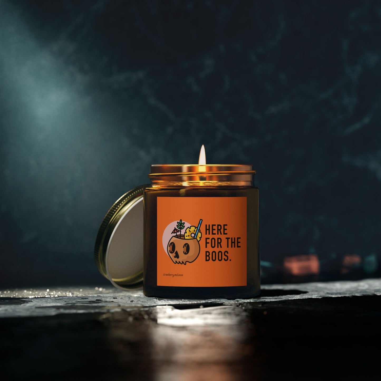 Halloween Scented Candle - "Here for the Boos" - Coconut Apricot Wax (4oz, 9oz)