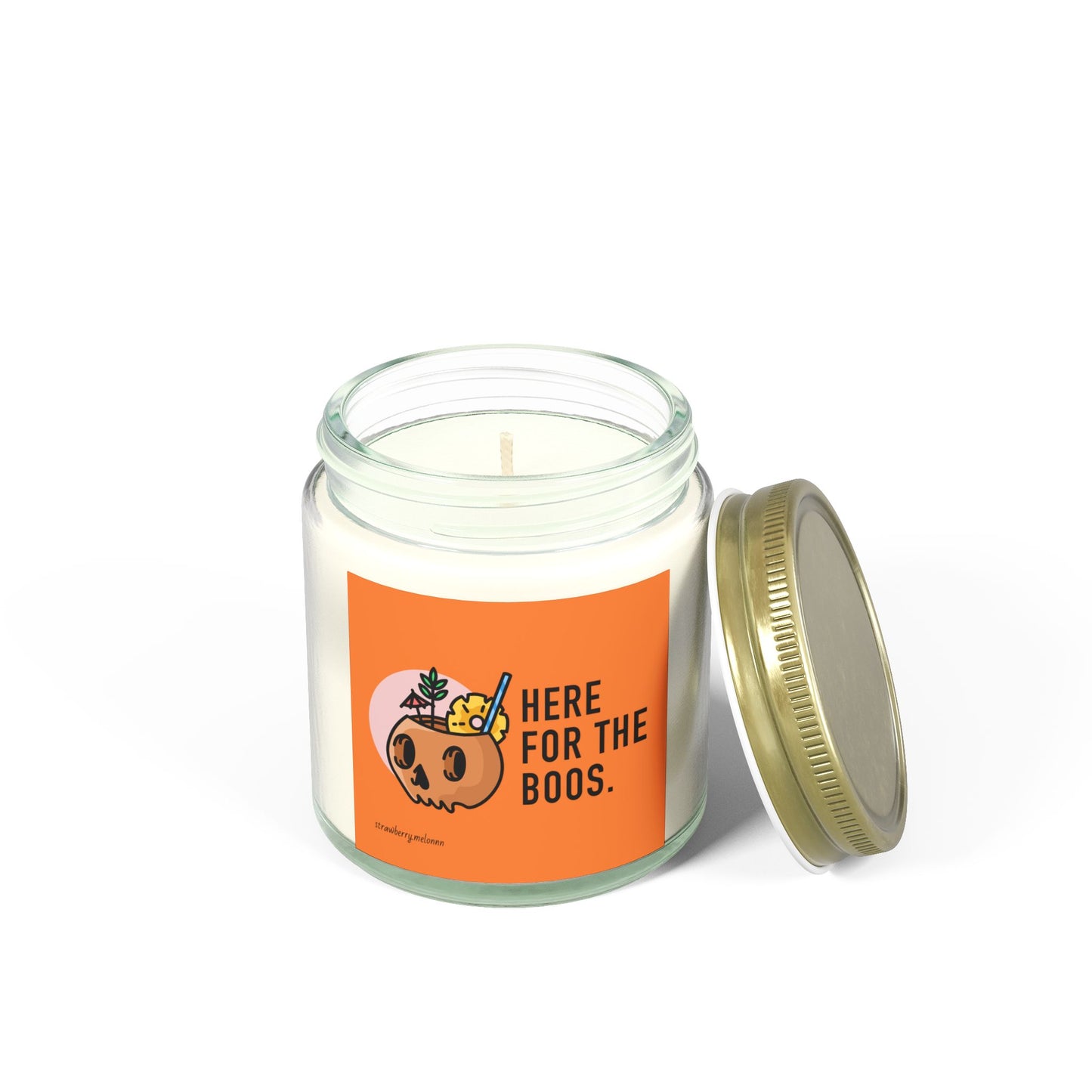 Halloween Scented Candle - "Here for the Boos" - Coconut Apricot Wax (4oz, 9oz)
