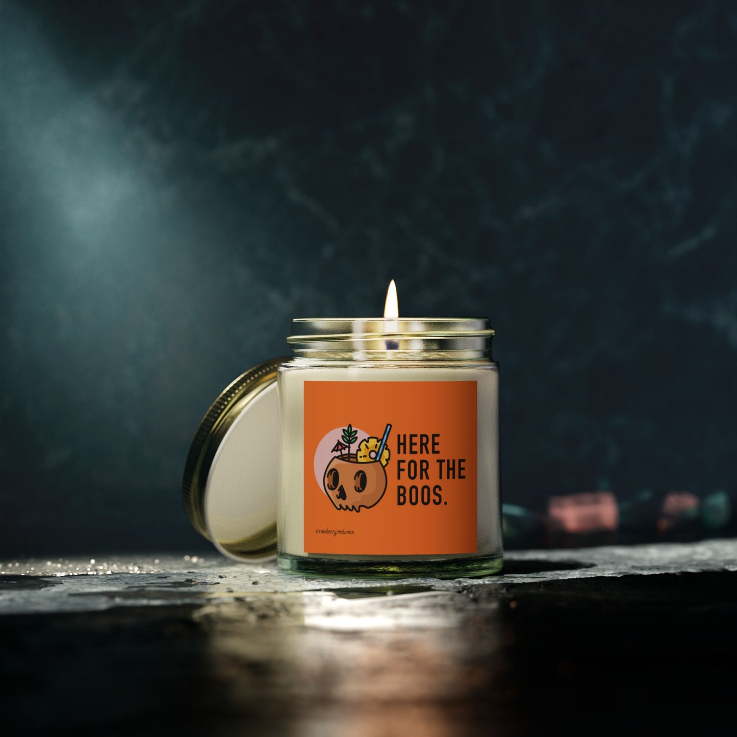 Halloween Scented Candle - "Here for the Boos" - Coconut Apricot Wax (4oz, 9oz)