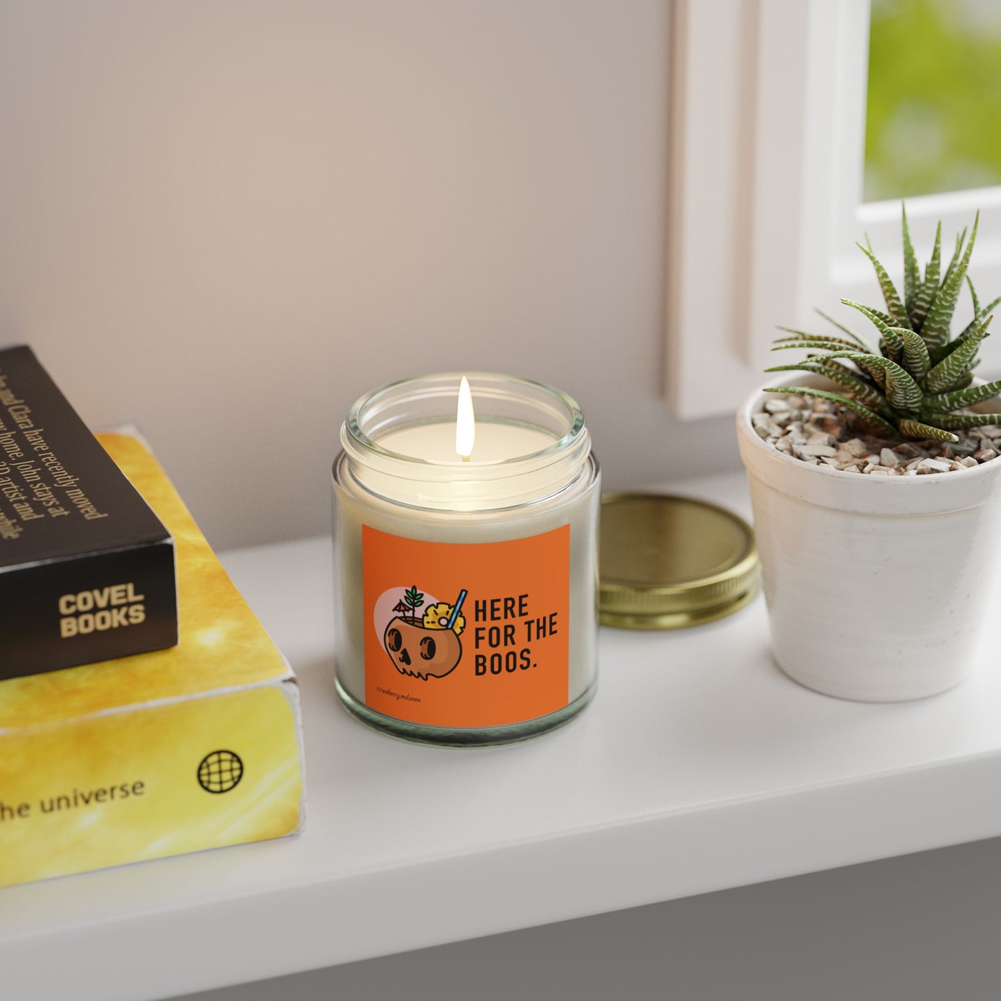 Halloween Scented Candle - "Here for the Boos" - Coconut Apricot Wax (4oz, 9oz)
